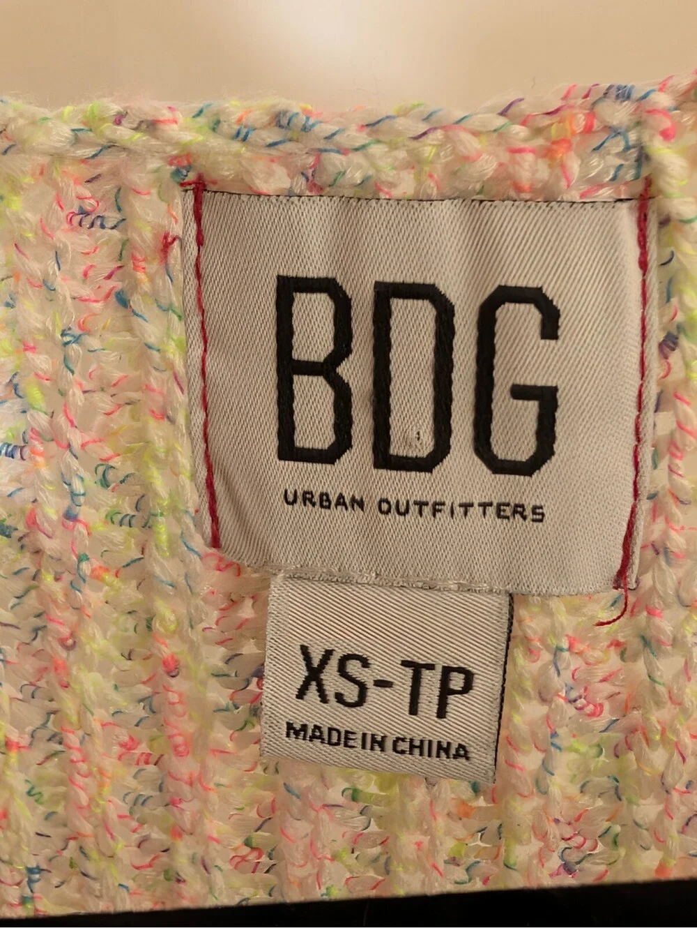 BDG Urban Outfitters Neon Confetti Multi Color Knit Crop V-Neck Sweater Vest XS